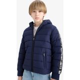 DeFacto Erkek Çocuk Su Geçirmez Kapüşonlu Polar Astarlı Fermuarlı Şişme Mont E8389A825WN - Lacivert-NV241 - Dropsuz - 7 - 8 Yaş