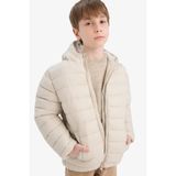 DeFacto Erkek Çocuk Su Geçirmez Şişme Mont, 7-8 Yaş, E801GY113335, Ekru, Erkek Çocuklar