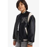 DeFacto Erkek Çocuk Su İtici Bomber Mont, 13-14 Yaş, F6375A826SP, Siyah-BK27, Erkek Çocuklar