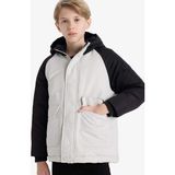 DeFacto Erkek Çocuk Su İtici Kapüşonlu Polar Astarlı Parka E9386A825WN - 13 - 14 Yaş - Gri-GR503