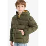 DeFacto Erkek Çocuk Su İtici Kapüşonlu Şişme Mont, 13-14 Yaş, E9212A825WN, Haki-KH444, Erkek Çocuklar