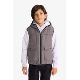 DeFacto Erkek Çocuk Su İtici Kapüşonlu Yelek, 5-6 Yaş, F7340A826SP, Gri-GR314, Erkek Çocuklar