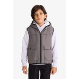 DeFacto Erkek Çocuk Su İtici Kapüşonlu Yelek, 7-8 Yaş, F7340A826SP, Gri-GR314, Erkek Çocuklar