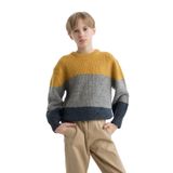 DEFACTO Erkek Çocuk Sweatshirt, Gri, Uzun Kol, Bisiklet Yaka, 11+12 Beden