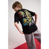 DeFacto Erkek Çocuk Teenage Mutant Ninja Turtles Bisiklet Yaka Kısa Kollu Tişört E3101A825SM - Siyah-BK81 - Dropsuz - 7 - 8 Yaş