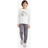 DeFacto Erkek Çocuk Termal Pijama Takımı Baskılı Uzun Kollu Üst Uzun Alt F3349A825WN - Gri-GR503 - 13 - 14 Yaş