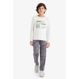Defacto Erkek Çocuk Termal Pijama Takımı Baskılı Uzun Kollu Üst Uzun Alt F3349a825wngr503 Gri-gr503