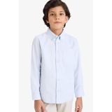 DeFacto Erkek Çocuk Uzun Kol Gömlek W3215A6/BE61 LT.BLUE, 13-14 Yaş, W3215A626SP, Mavi-BE61, Erkek Çocuk