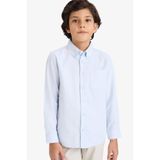 DeFacto Erkek Çocuk Uzun Kol Gömlek W3215A6/BE61 LT.BLUE, 8-9 Yaş, W3215A626SP, Mavi-BE61, Erkek Çocuk
