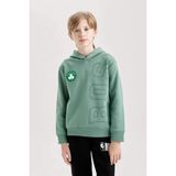 DeFacto Erkek Çocuk Yeşil NBA Boston Celtics Kapüşonlu Sırt Baskılı Sweatshirt D3124A824AU - Yeşil-GN757 - 8 - 9 Yaş