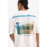 DeFacto Erkek DeFactoFit NBA Milwaukee Bucks Oversize Fit Bisiklet Yaka Kısa Kollu Tişört Ekru (ER105) XL