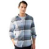 DeFacto Erkek Kahverengi Regular Fit Normal Kesim Polo Yaka Kareli Oduncu Flanel Uzun Kollu Gömlek Mavi M
