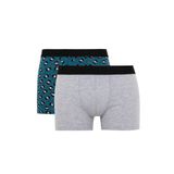 DeFacto Erkek Regular Fit 2'li Boxer, Gri, S