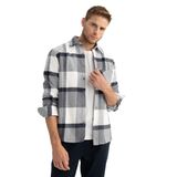 DeFacto Erkek Regular Fit Polo Yaka Uzun Kollu Gömlek, Gri Karışım, XS