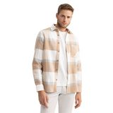 DeFacto Erkek Regular Fit Polo Yaka Uzun Kollu Gömlek, Kum Rengi, S