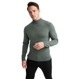 DeFacto Erkek Slim Fit Balıkçı Yaka Triko Kazak, Koyu Haki, XS