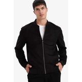 DeFacto Erkek Slim Fit Kolej Yaka Bomber Süet Mont, M, Slim Fit Kolej Yaka Bomber Süet Mont, Siyah, mens