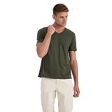 DeFacto Erkek Slim Fit V Yaka Tişört, Açık Haki, S