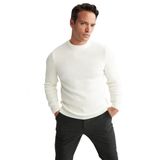 DeFacto Erkek Standart Fit Bisiklet Yaka Triko Kazak, Kırık Beyaz, 3XL
