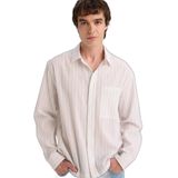 DeFacto Esnek Kumaş Boxy Fit Gömlek, S, F8609AX26SP, Ekru-ER105, Erkek