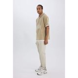 Defacto Esnek Kumaş Sporcu Jogger Eşofman Altı Slim Fit Dar Kesim Dokuma Üç Cepli Fermuarlı Paça, 2XL, B2780AX25SP, Bej-BG779, Erkek, XXL