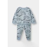 Defacto F0219a5be523 Mavi Erkek Bebek 2'Li Takım Baskılı Sweatshirt Eşofman Altı