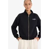 Defacto F0310axbk81 Siyah Relax Fit Kolej Yaka Baskılı Bomber Hırka