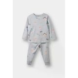 Defacto F0631a5be61 Mavi Kız Bebek Pijama Takımı Desenli Uzun Kollu Üst Uzun Alt