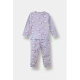 Defacto F0632a5pr306 Mor Kız Bebek Pijama Takımı Unicorn Baskılı Uzun Kollu Üst Uzun Alt