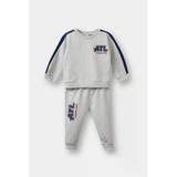 Defacto F3301a5gr503 Gri Erkek Bebek 2'Li Takım Okul Baskılı Sweatshirt Eşofman Altı