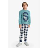 Defacto F3352a8gn1164 Yeşil Erkek Çocuk Snoopy Pijama Takımı Uzun Kollu Üst Uzun Alt