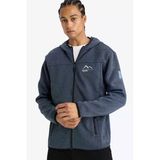 Defacto F3811axnv123 Lacivert Defactofit Standart Fit Kapüşonlu İçi Yumuşak Tüylü Fermuarli Polar Hırka