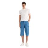 DeFacto F4223AX25SM Mavi-NM39 Erkek Pamuk Hafif Kumaş Regular Fit Jean Uzun Bermuda Şort