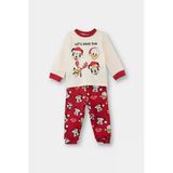 Defacto F4585a5rd79 Kırmızı Erkek Bebek Disney Mickey & Minnie Yılbaşı Temalı Pijama Takımı Uzun Kollu Üst Uzun Alt
