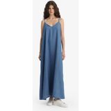 DeFacto Fashion Fit Akışkan Kumaş İnce Askılı Maxi Elbise D8258AX25SM - 34 - Mavi-NM28