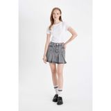 DeFacto Fashion Fit Pileli Cepli Mini Jean Etek, 44, D5198AX24AU, Siyah-NM40, Kadın