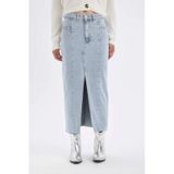Defacto Fashion Fit Yırtmaçlı Uzun Boy Jean Etek D4419AX24AUNM39 Mavi