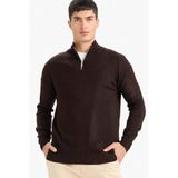 Defacto Fermuarlı Triko Kazak Kahve, 2XL, F4620AX25WN, Kahve-BN497, Erkek, XXL