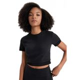 DeFacto Fit Crop Bisiklet Yaka Sporcu Kısa Kollu Tişört, M, A2505AX23AU, Siyah-BK81, Kadın