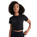 DeFacto Fit Crop Bisiklet Yaka Sporcu Kısa Kollu Tişört, S, A2505AX23AU, Siyah-BK81, Kadın