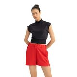 DeFacto Fit Crop Dik Yaka Sporcu Kısa Kollu Ağır Kumaş Tişört, XS, B8966AXWT80mc, siyah, Kadın
