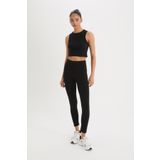 DeFacto Fit Siyah Yüksek Bel Beli Saran Pamuklu Basic Düz Sporcu Tayt Z6327az25sp