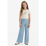 Defacto Fitilli Kaşkorse 2'li Takım Baskılı Kısa Kollu Tişört Geniş Bol Paça Pantolon Kız Çocuk, 7/8 Yaş (128cm), Ekru