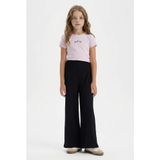 DeFacto Fitilli Kaşkorse 2'li Takım Baskılı Kısa Kollu Tişört Geniş Bol Paça Pantolon Kız Çocuk C3814A825SM, 9-10 Yaş, Pembe, 9/10 Yaş (140cm)