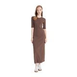 DeFacto Fitilli Kaşkorse Maxi Elbise, XS, D8623AX24AU, Kahve-BN540, Kadın