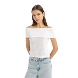DeFacto Fitted Açık Omuz Triko Bluz, M, D0604AXWT34mc, beyaz, Kadın