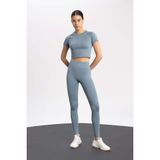 DeFacto Fitted Beli Saran Seamless Sporcu Tayt, XS, B4570AX24SP, Yeşil, Kadın