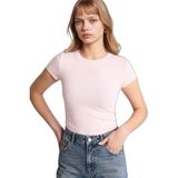 DeFacto Fitted Bisiklet Yaka Ribana Kısa Kollu Tişört, S, E0288AX26SP, Pembe, Kadın