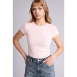 DeFacto Fitted Bisiklet Yaka Ribana Kısa Kollu Tişört, XXL, E0288AX26SP, Pembe, Kadın