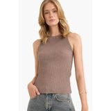 DeFacto Fitted Bisiklet Yaka Triko Atlet, XL, F7772AX25AU, Bej, Kadın